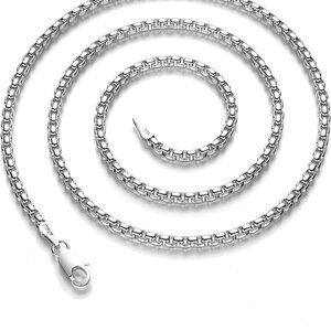 925 Sterling Silver Box Chain Lobster Clasp 2/3/4/5mm Necklace for Women Mens Bo